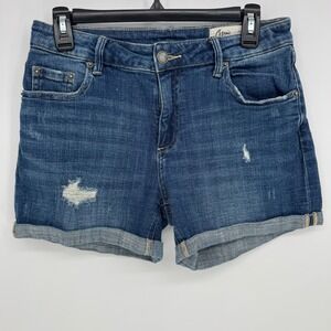 Cosmic Blue Love Women  Distressed Cuffed Denim Shorts Size 27‎ ripped